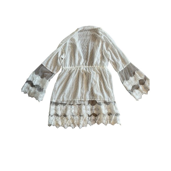 Miss Ord Lace Overlay Wedding Cover Up Beach Boho Contemporary Tie Cardigan Sz L - Picture 2 of 7
